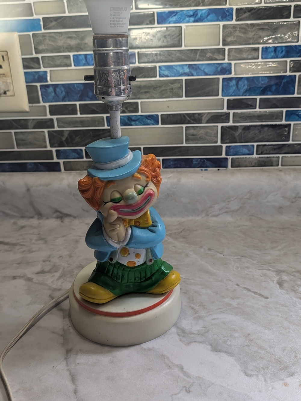 Vintage Playful Clown Table Lamp 1970-1980 Working